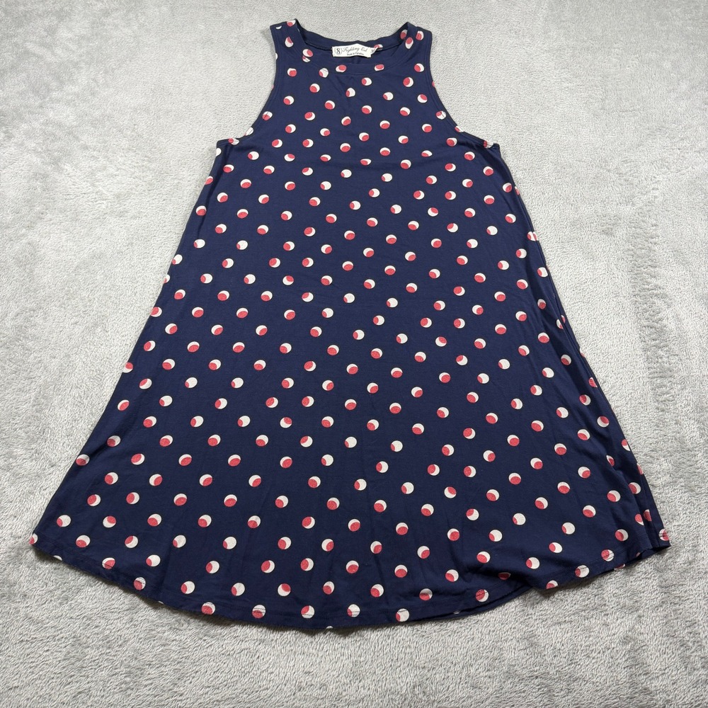 Fighting Eel Sleeveless Dress Women XS Navy Polka Dot Modal Blend A-Line
